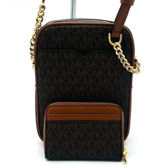 Michael Kors Medium NS Chain Xbody Bag & Jet Set Travel MD ZA Card Case Wallet